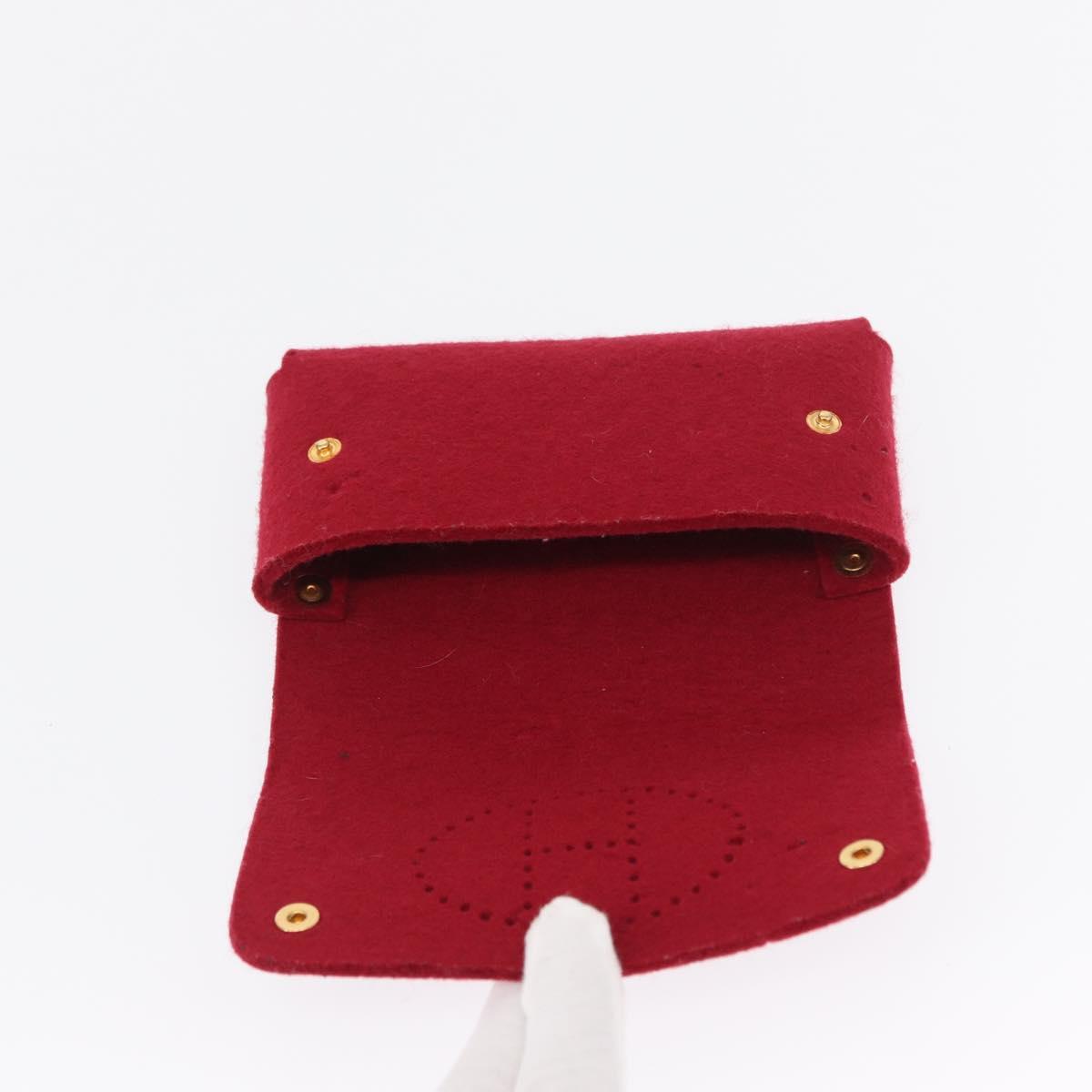 HERMES Clutch Bag Cotton Leather 2 Set Red Blue Auth bs32605