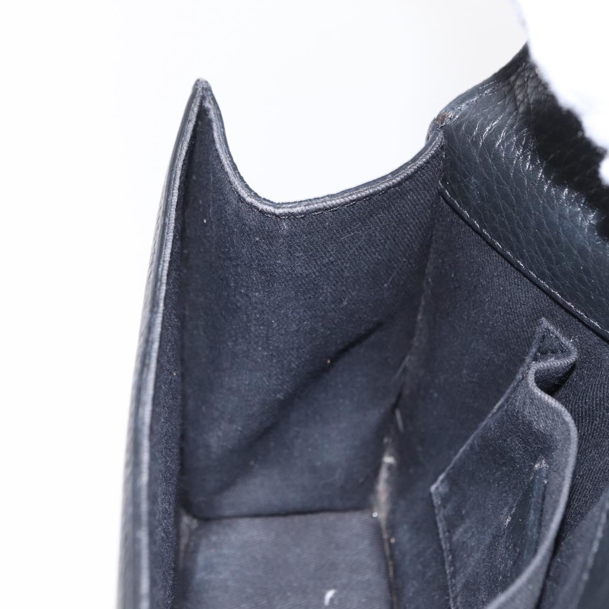 VALENTINO Chain Shoulder Bag Leather Black Gold Auth bs32627