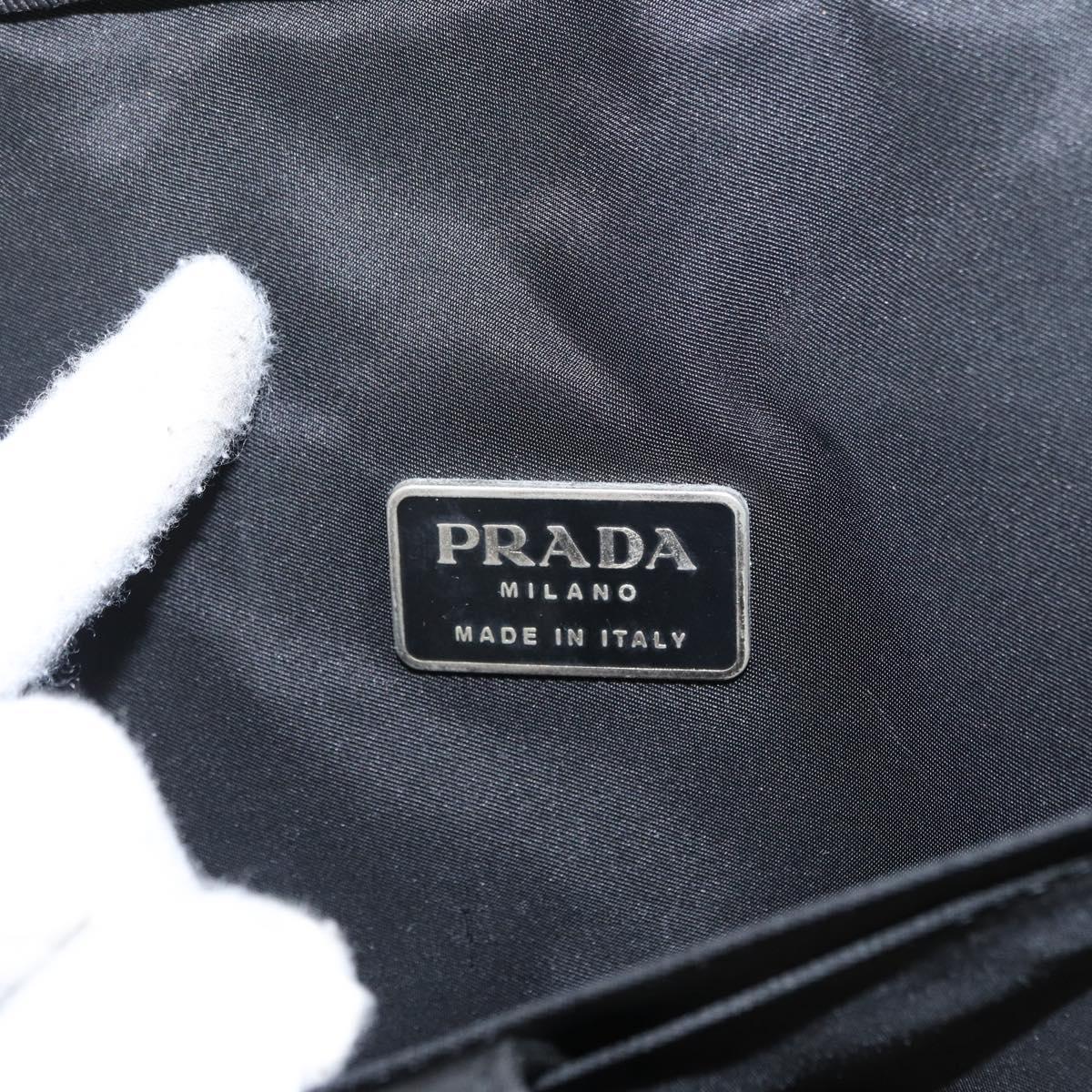 PRADA Hand Bag Nylon 2way Black Silver Auth bs32628