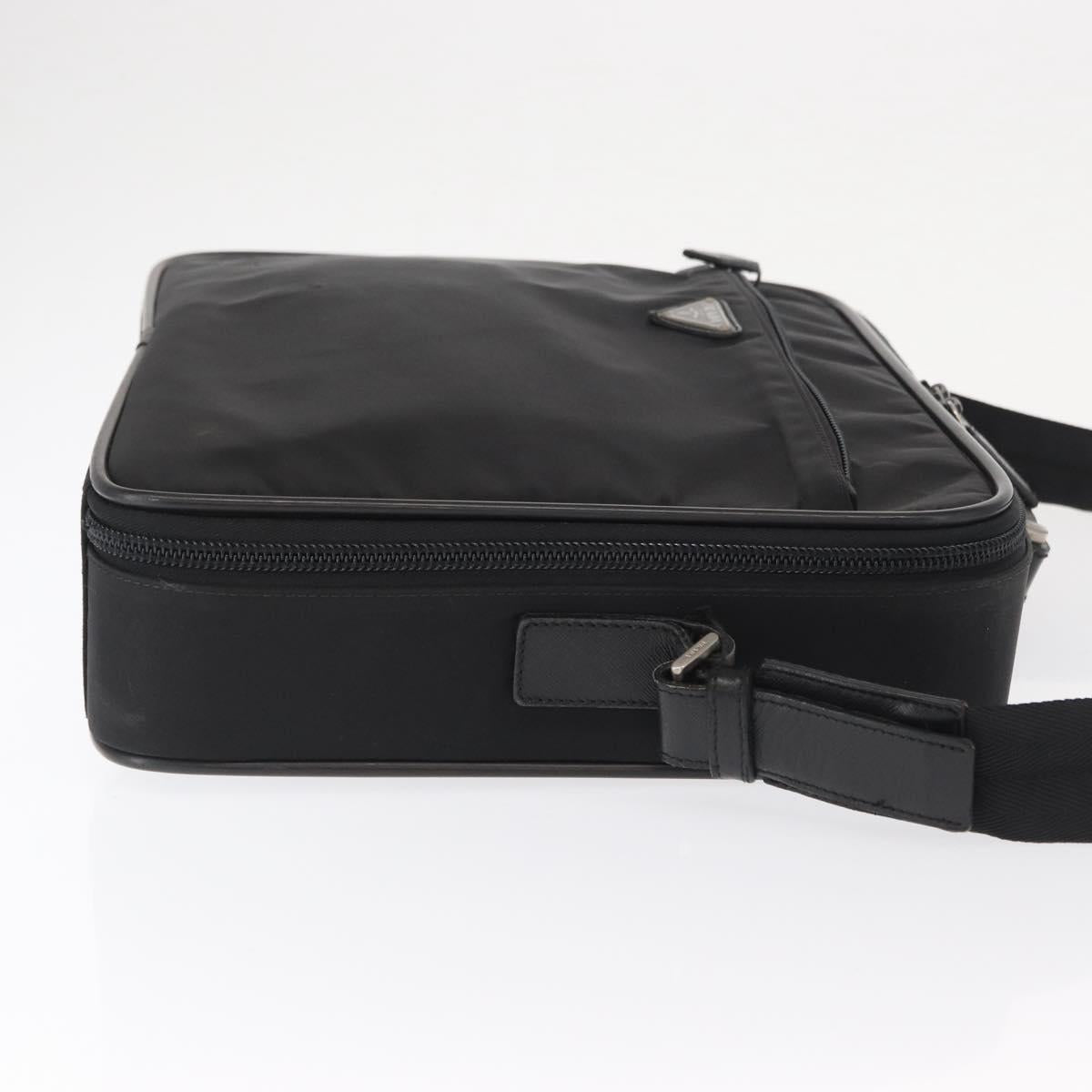 PRADA Hand Bag Nylon 2way Black Silver Auth bs32628
