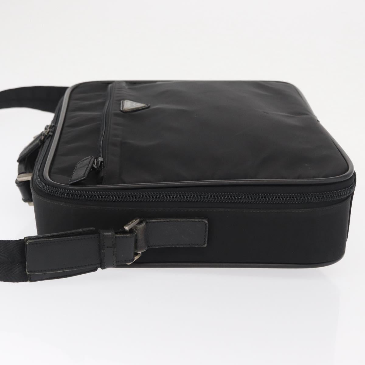 PRADA Hand Bag Nylon 2way Black Silver Auth bs32628