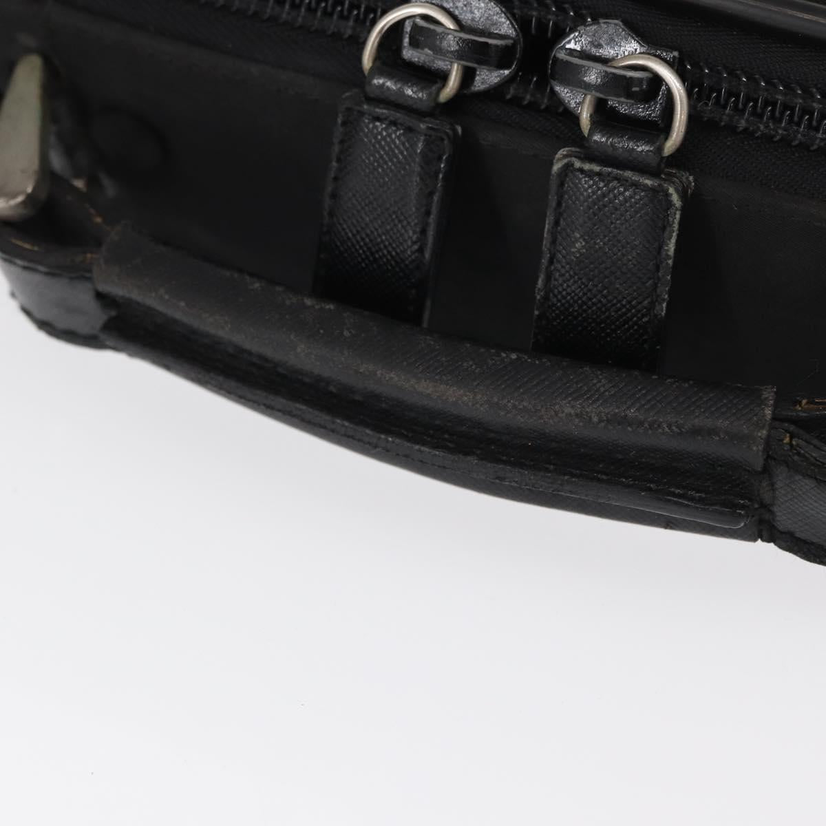 PRADA Hand Bag Nylon 2way Black Silver Auth bs32628