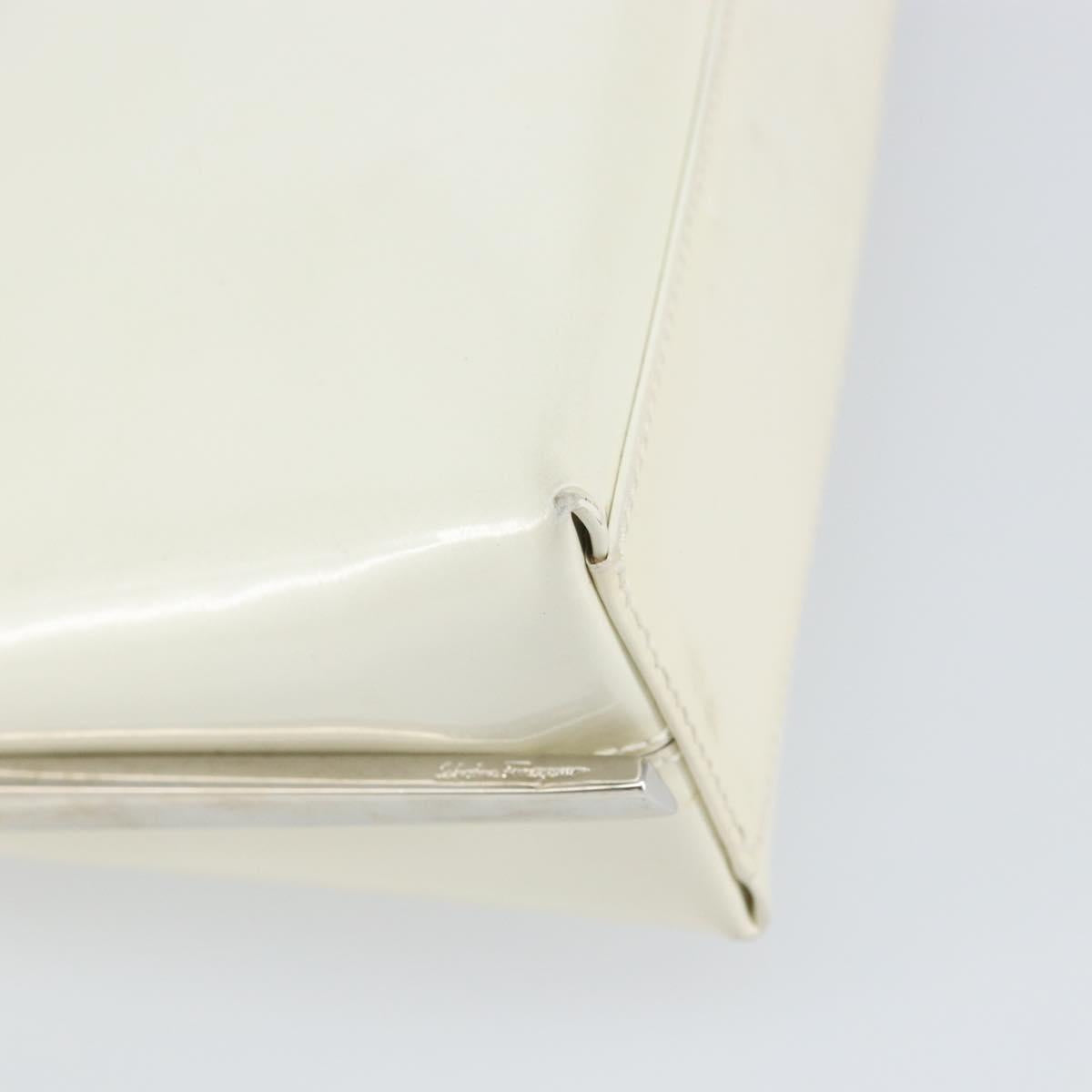 Salvatore Ferragamo Shoulder Bag Leather White Silver Auth bs32629