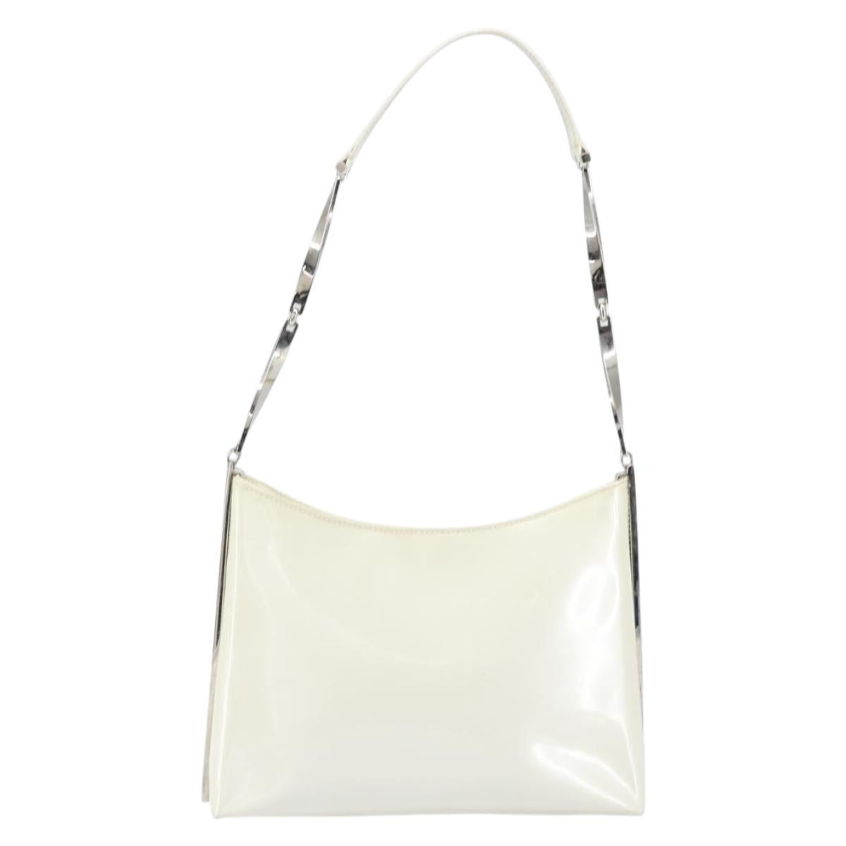 Salvatore Ferragamo Shoulder Bag Leather White Silver Auth bs32629