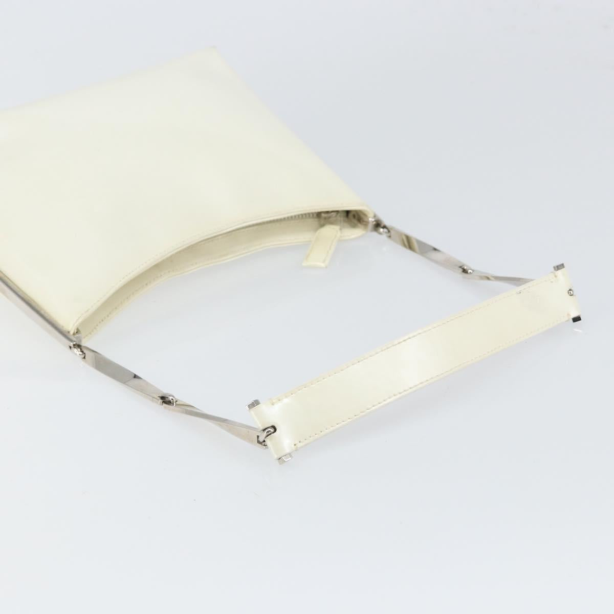 Salvatore Ferragamo Shoulder Bag Leather White Silver Auth bs32629