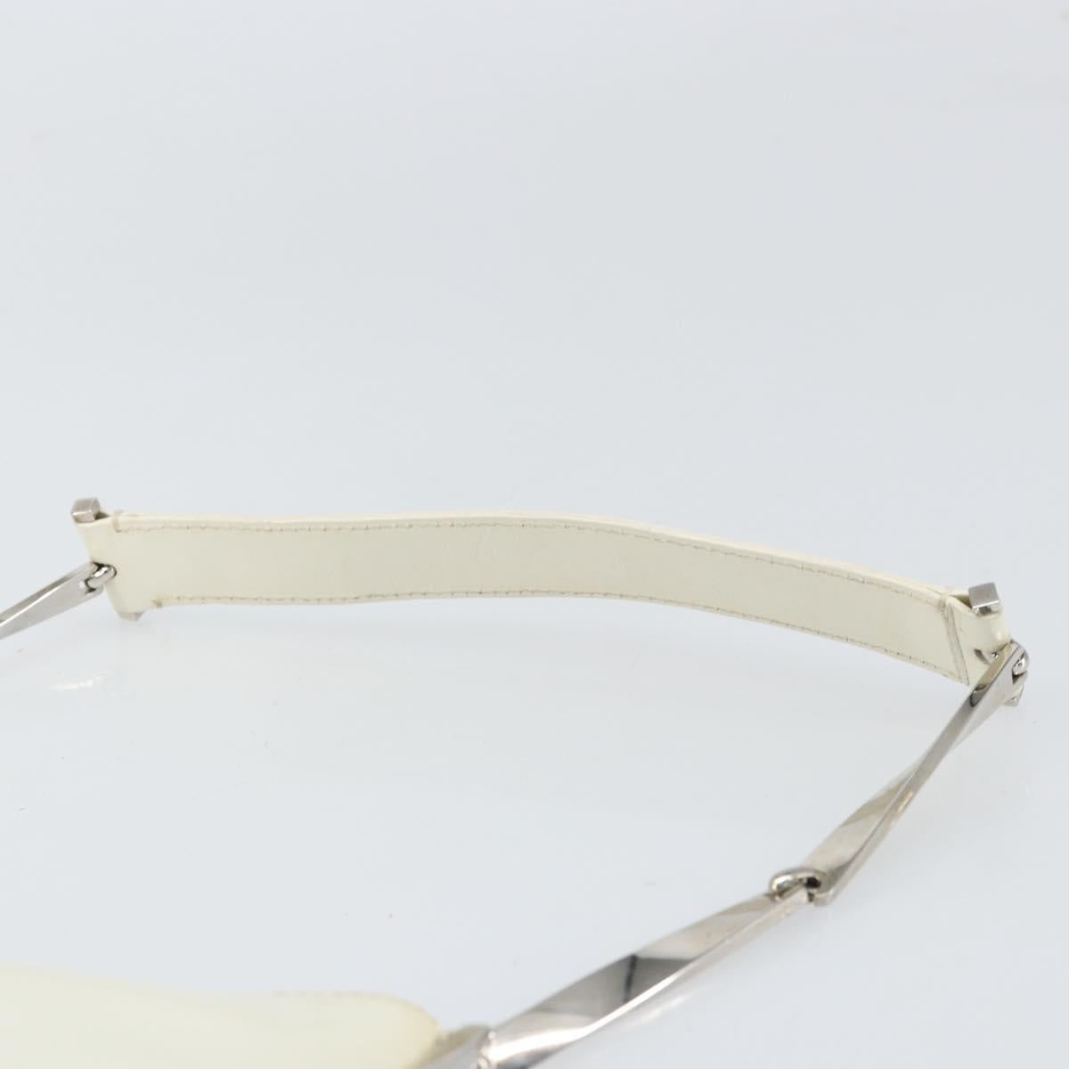 Salvatore Ferragamo Shoulder Bag Leather White Silver Auth bs32629