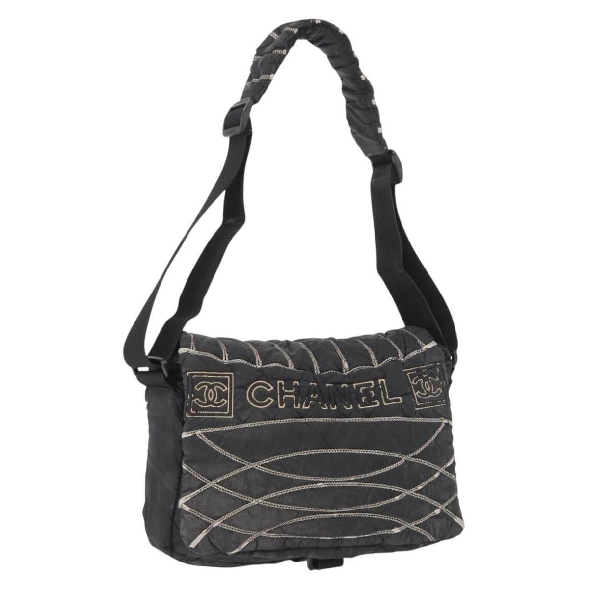 CHANEL Shoulder Bag Nylon Black CC Auth bs32635