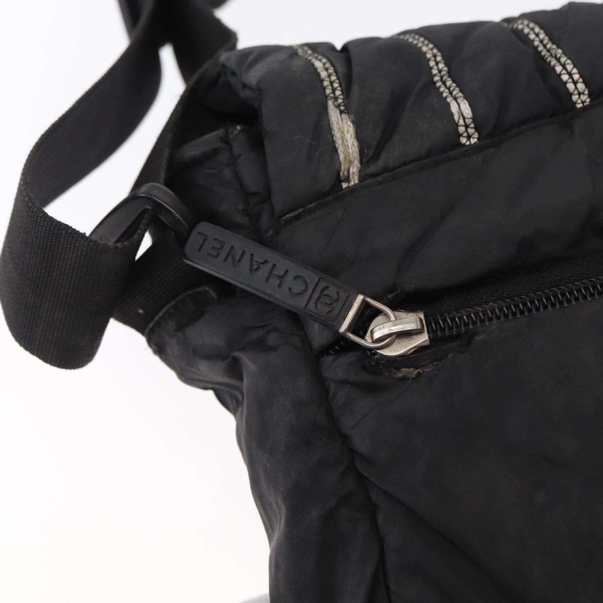 CHANEL Shoulder Bag Nylon Black CC Auth bs32635