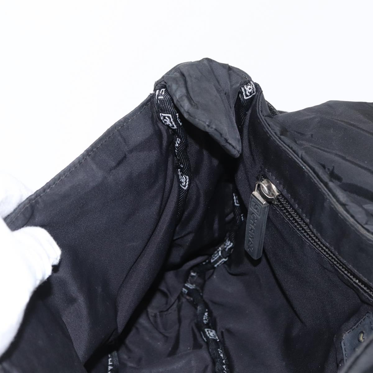 CHANEL Shoulder Bag Nylon Black CC Auth bs32635
