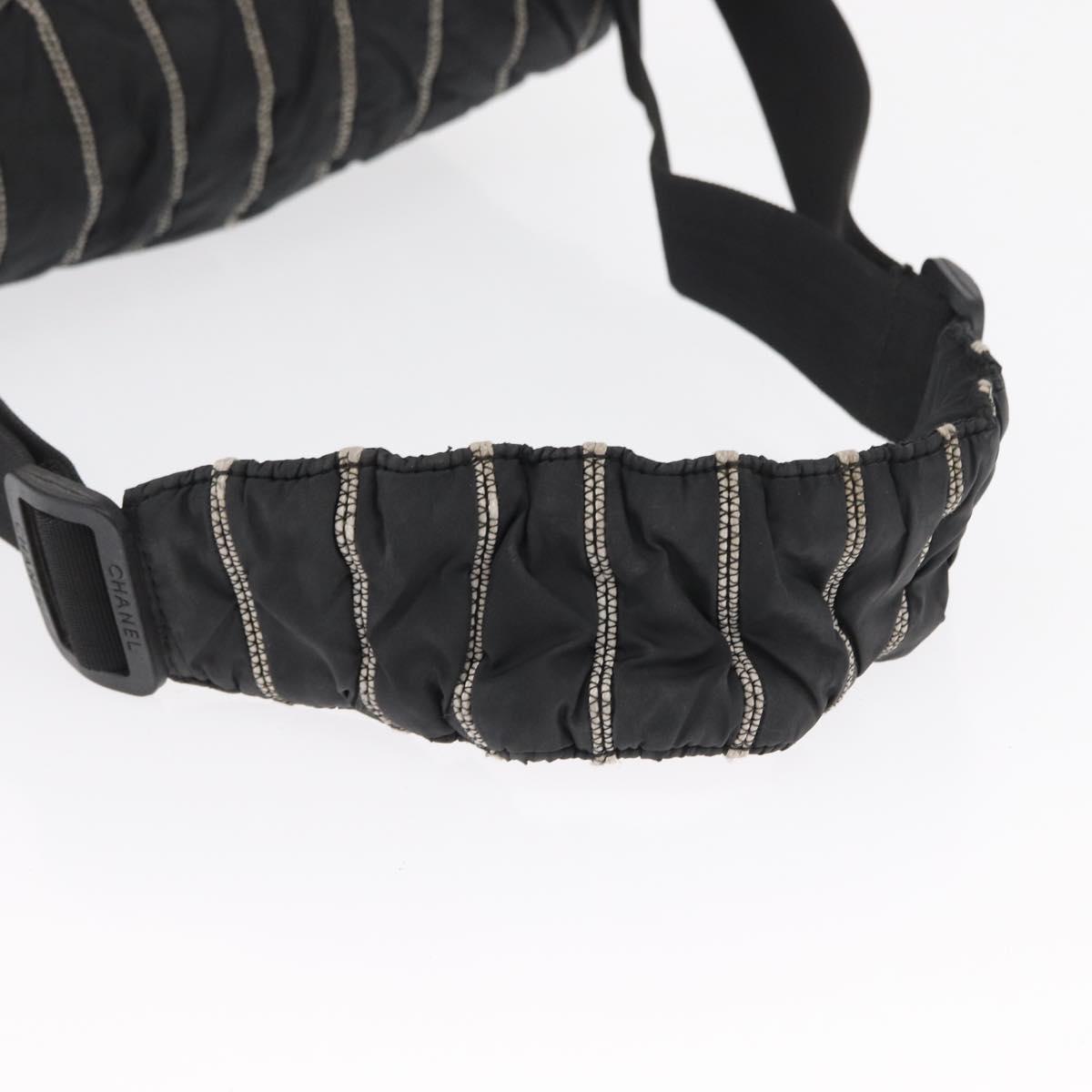 CHANEL Shoulder Bag Nylon Black CC Auth bs32635