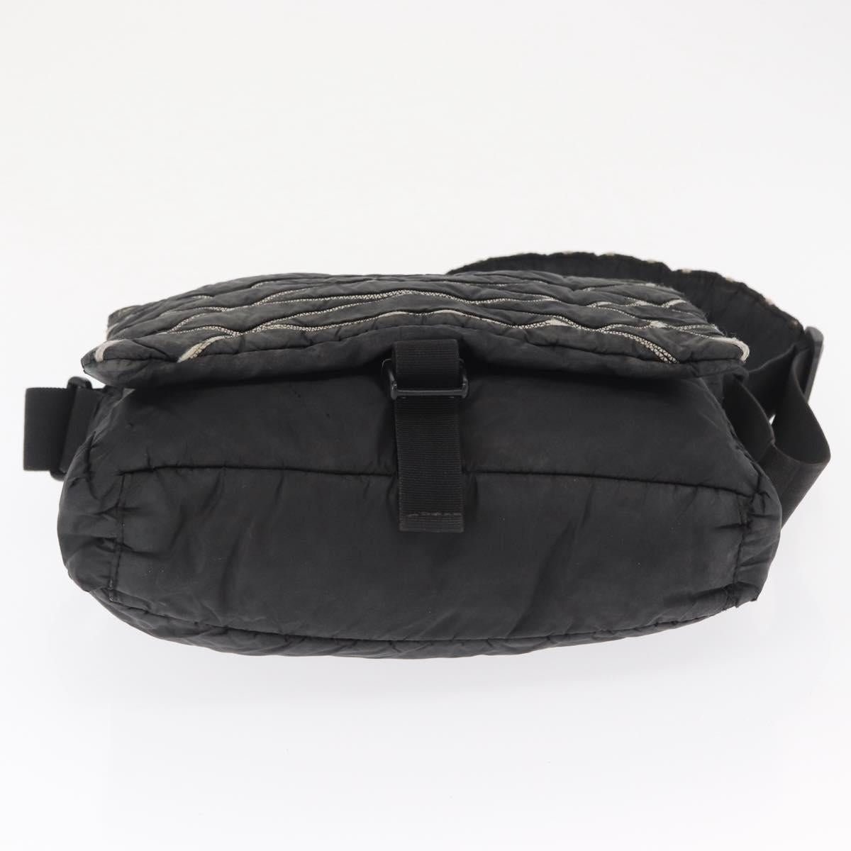CHANEL Shoulder Bag Nylon Black CC Auth bs32635