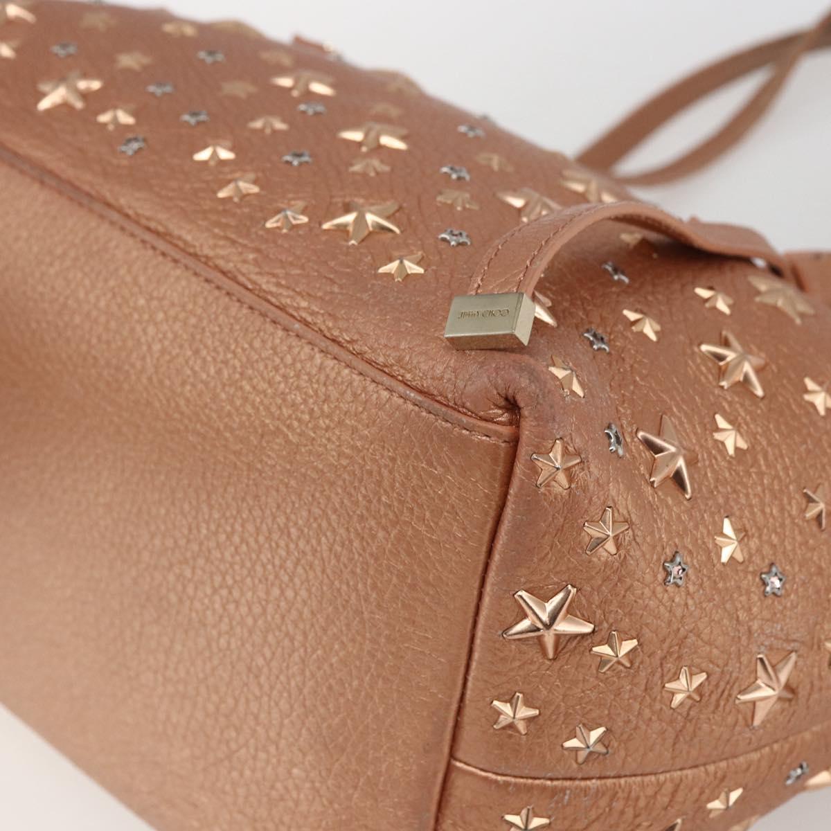 Jimmy Choo Tote Bag Leather Bronze Auth bs32636