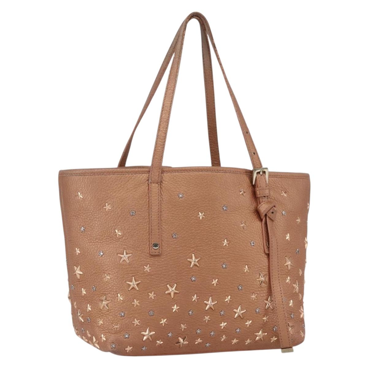 Jimmy Choo Tote Bag Leather Bronze Auth bs32636