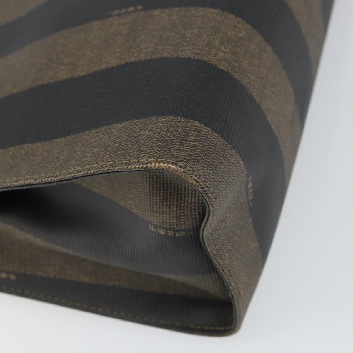 FENDI Pecan Canvas Hand Bag Black Brown Auth bs32638