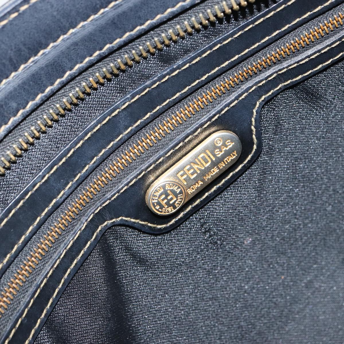 FENDI Pecan Canvas Hand Bag Black Brown Auth bs32638