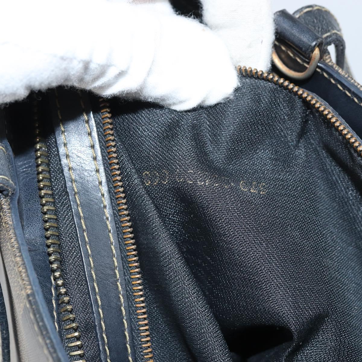 FENDI Pecan Canvas Hand Bag Black Brown Auth bs32638