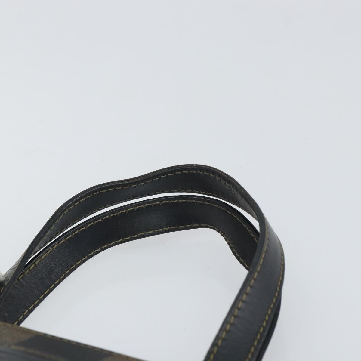 FENDI Pecan Canvas Hand Bag Black Brown Auth bs32638