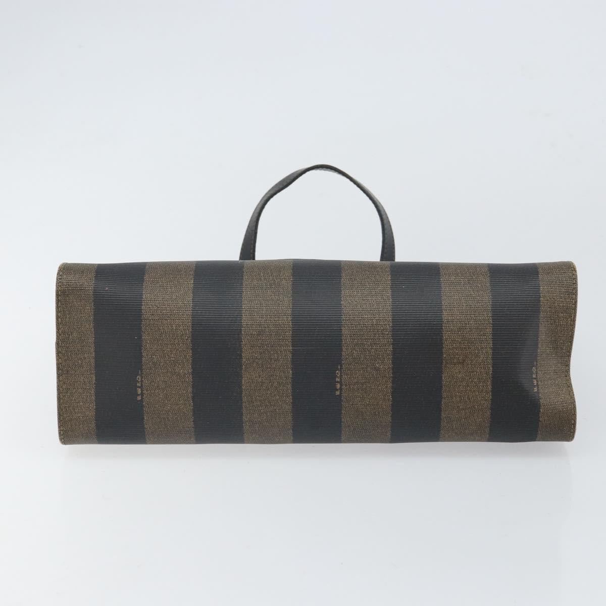 FENDI Pecan Canvas Hand Bag Black Brown Auth bs32638