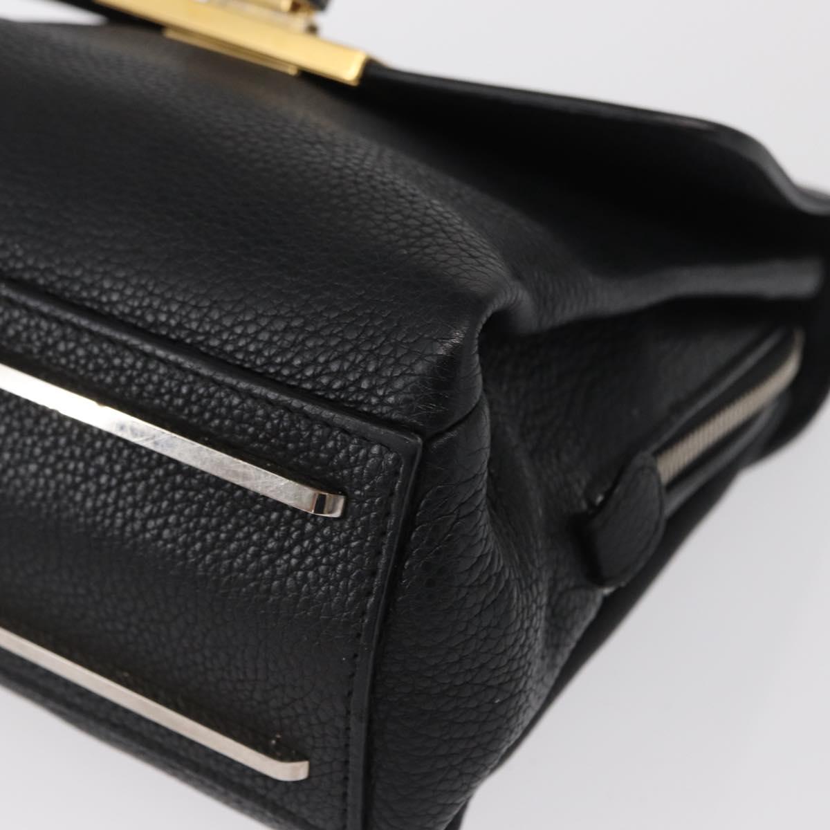 BALENCIAGA Rudis Hand Bag Leather Black Gold Auth bs32640