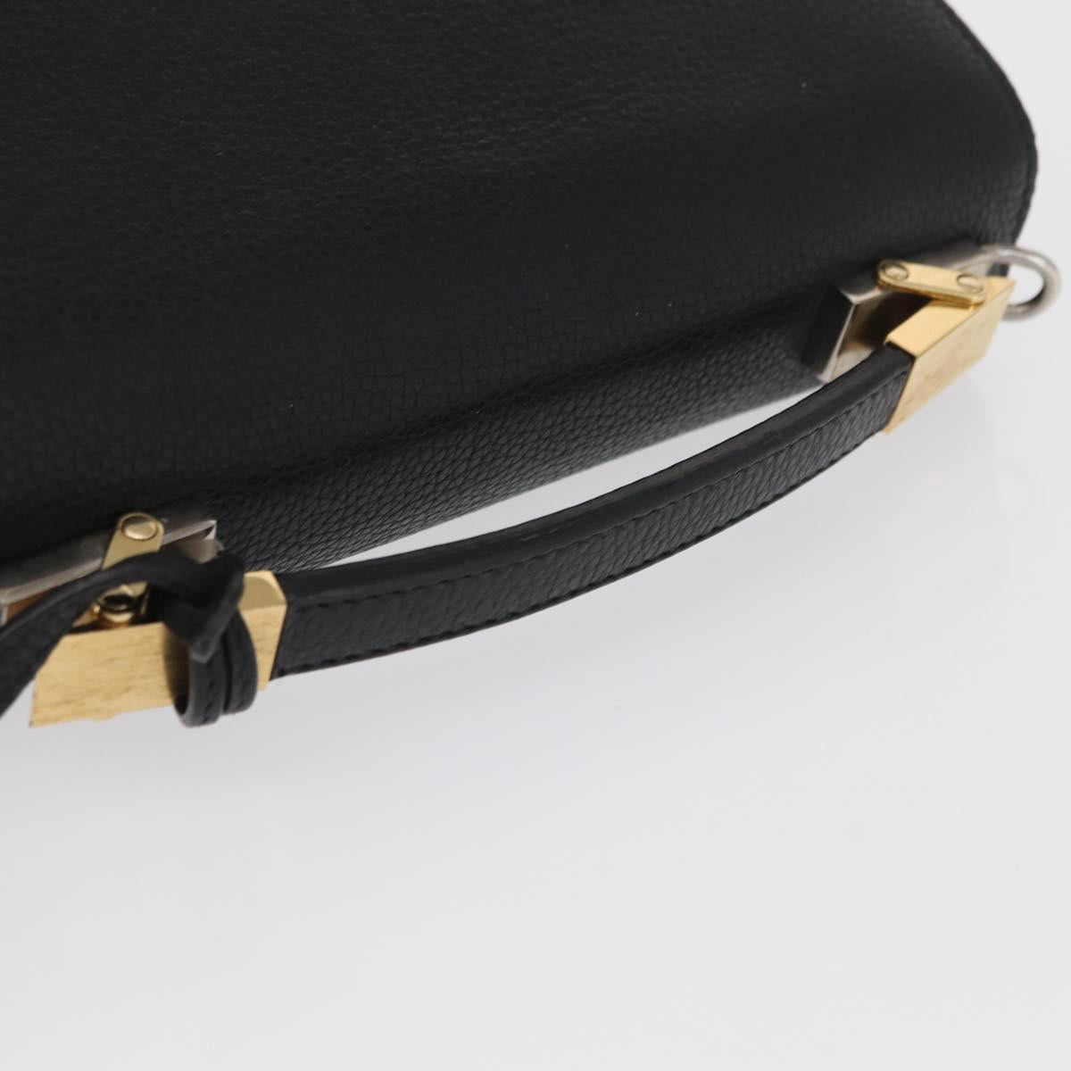 BALENCIAGA Rudis Hand Bag Leather Black Gold Auth bs32640
