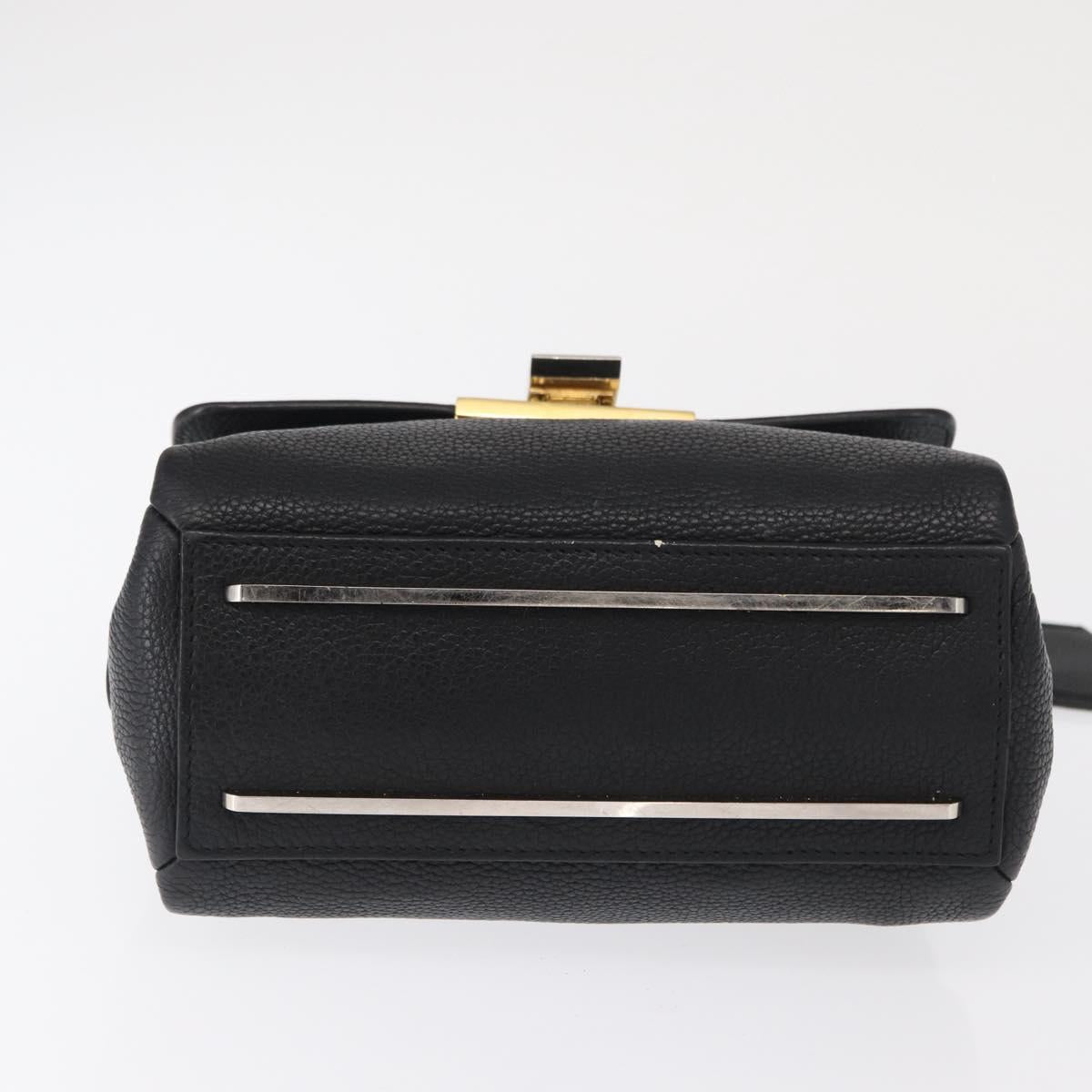 BALENCIAGA Rudis Hand Bag Leather Black Gold Auth bs32640