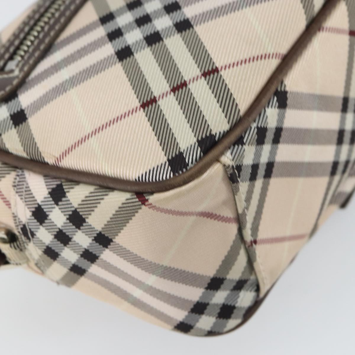 BURBERRY Nova Check Blue Label Shoulder Bag Nylon Beige Silver Auth bs32647