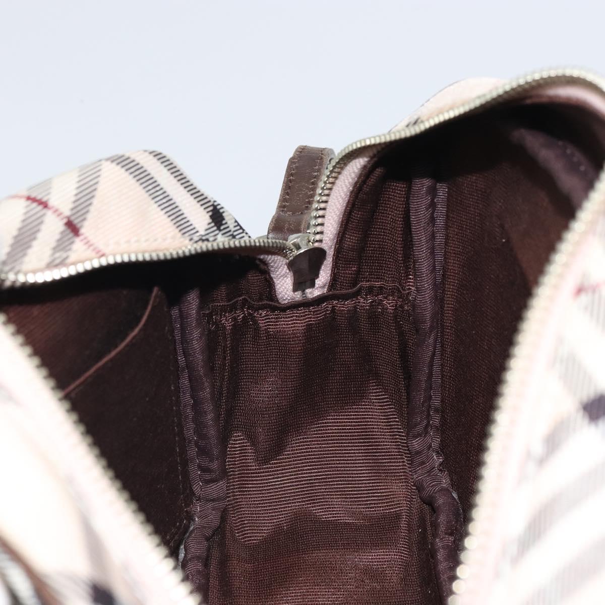 BURBERRY Nova Check Blue Label Shoulder Bag Nylon Beige Silver Auth bs32647