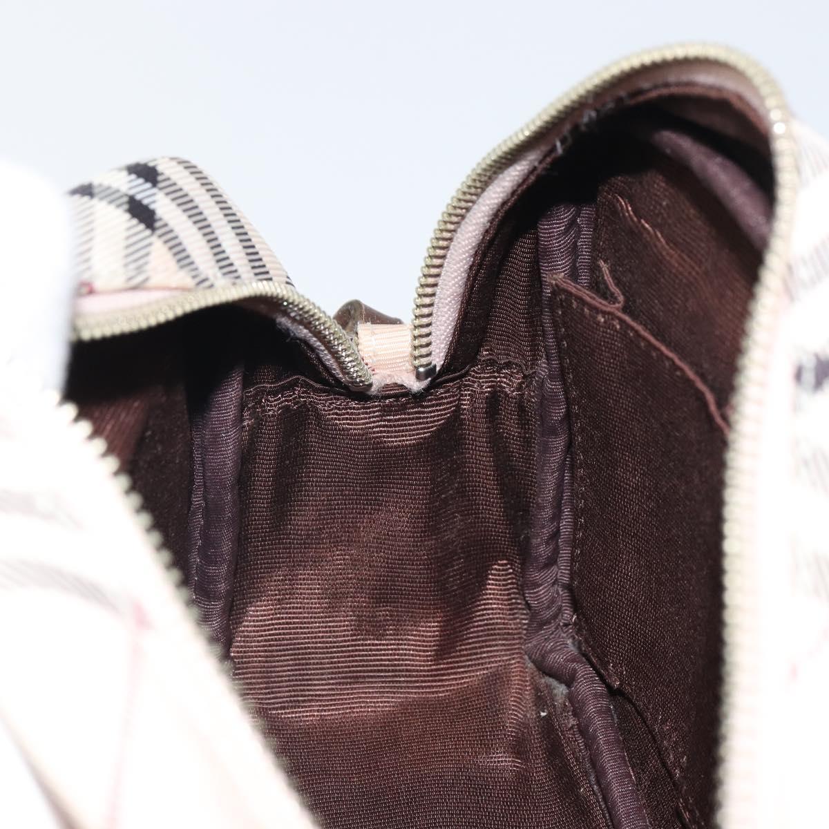 BURBERRY Nova Check Blue Label Shoulder Bag Nylon Beige Silver Auth bs32647