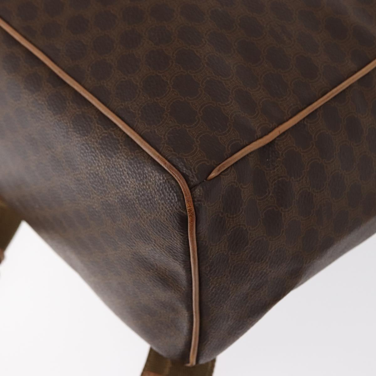 CELINE Macadam Canvas Backpack PVC Leather Brown Gold Auth bs32649