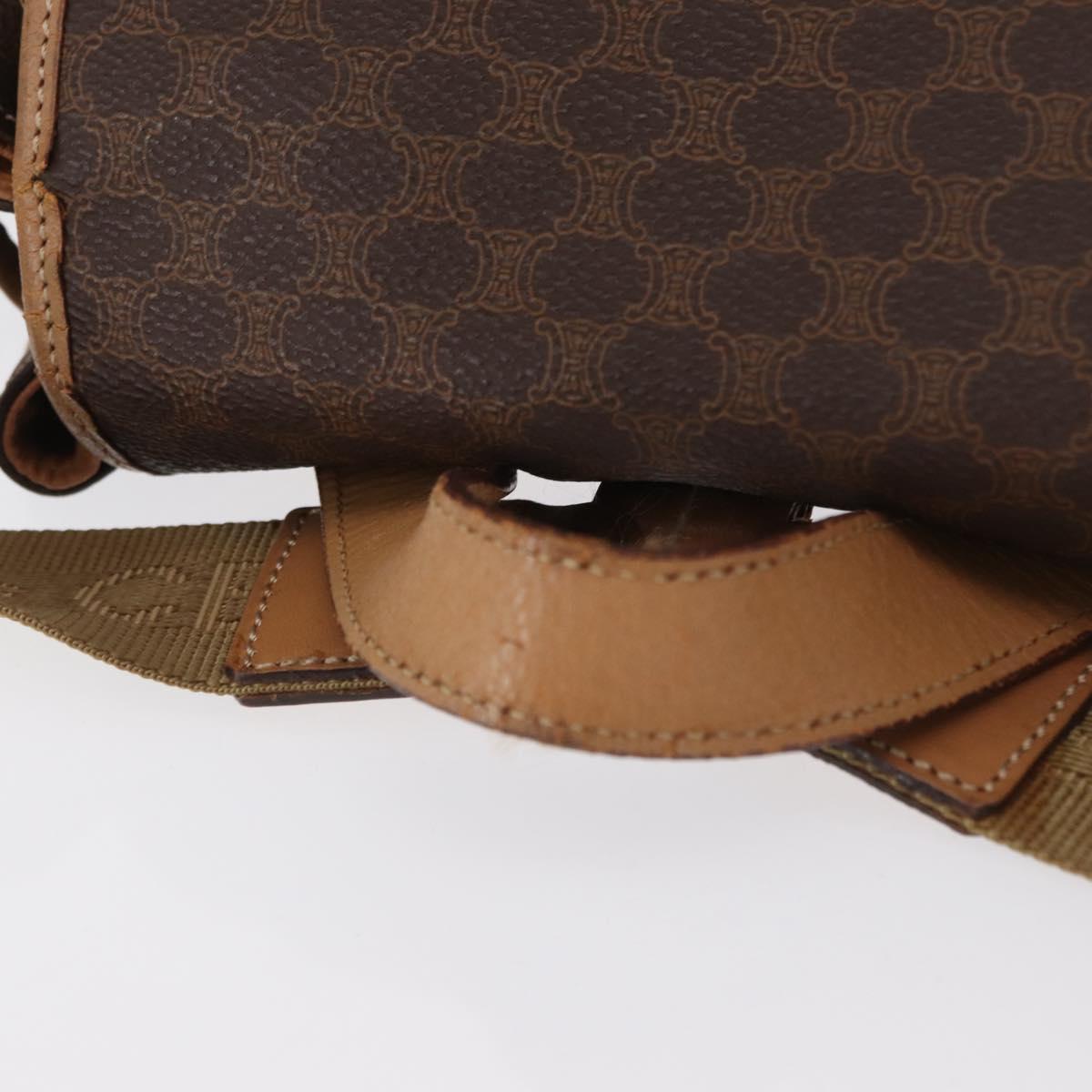 CELINE Macadam Canvas Backpack PVC Leather Brown Gold Auth bs32649