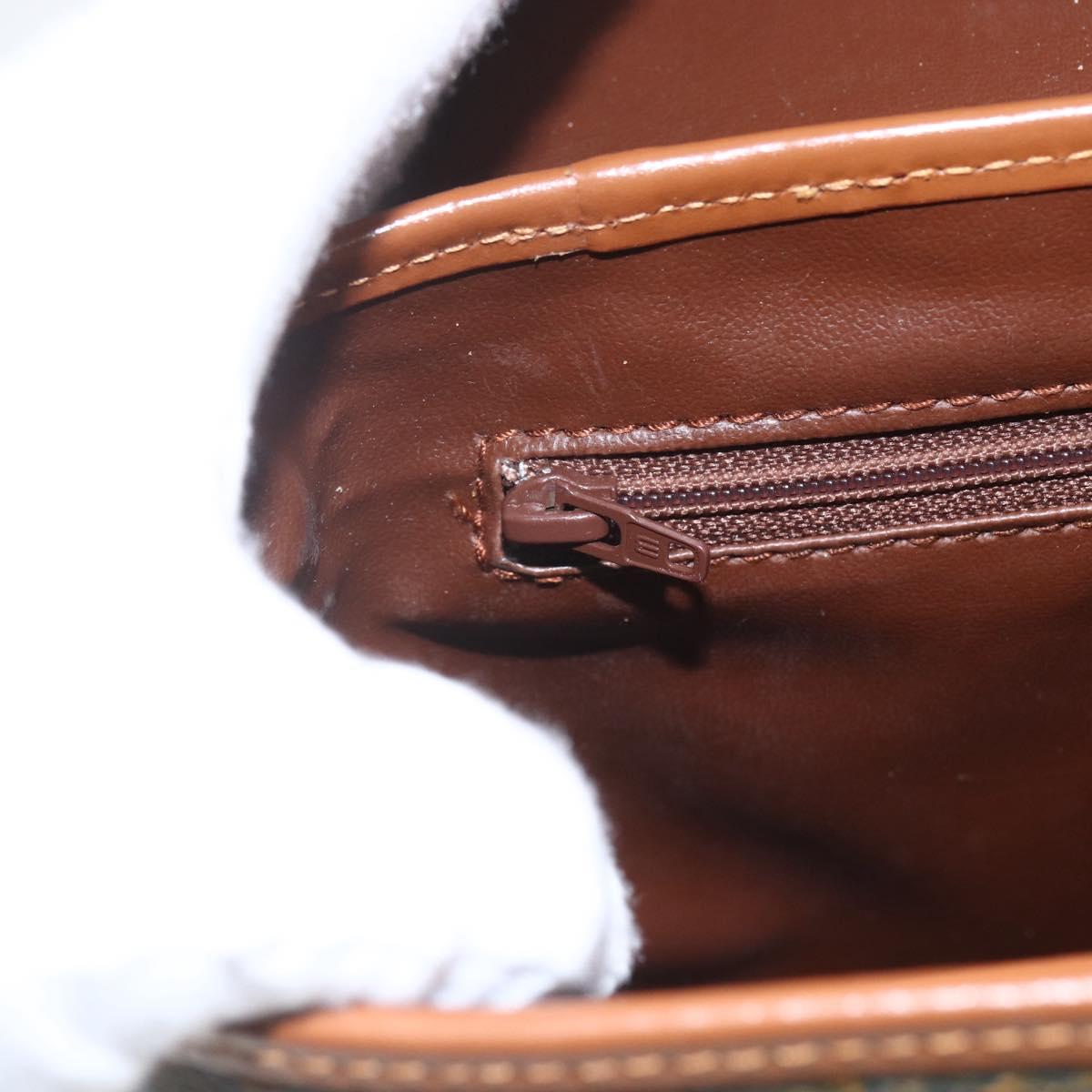 VALENTINO Shoulder Bag PVC Canvas Brown Gold Auth bs32650