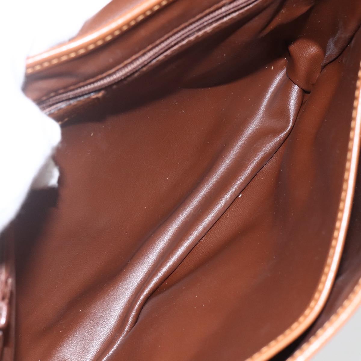 VALENTINO Shoulder Bag PVC Canvas Brown Gold Auth bs32650