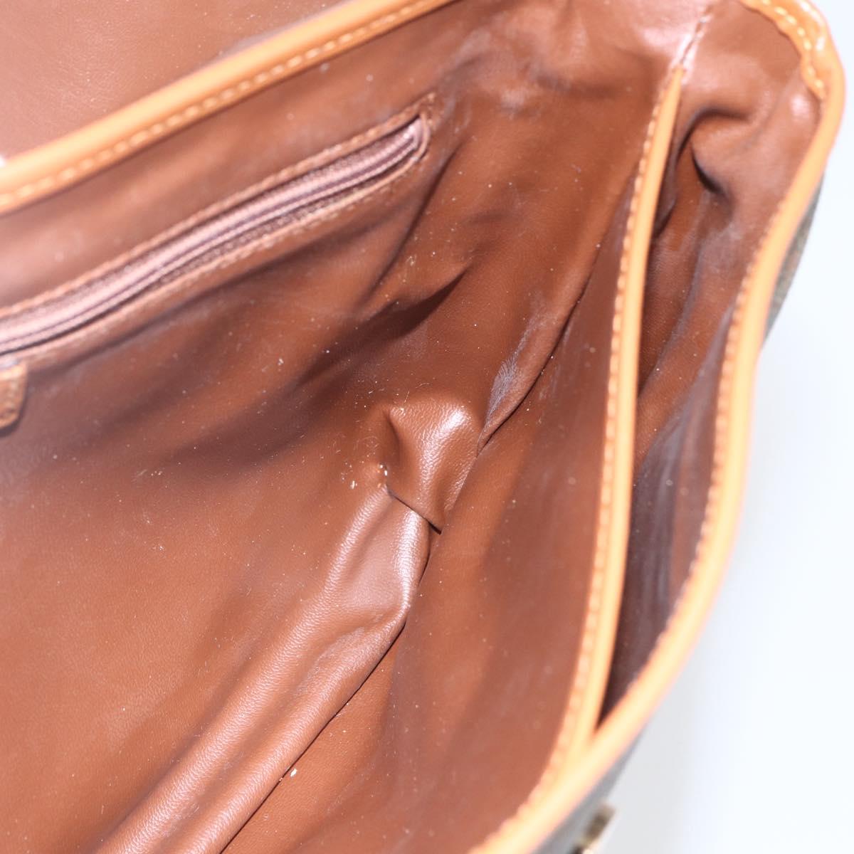 VALENTINO Shoulder Bag PVC Canvas Brown Gold Auth bs32650