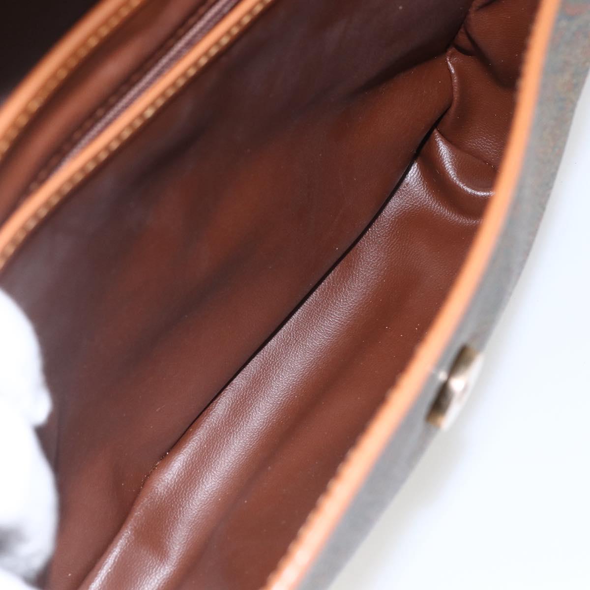 VALENTINO Shoulder Bag PVC Canvas Brown Gold Auth bs32650