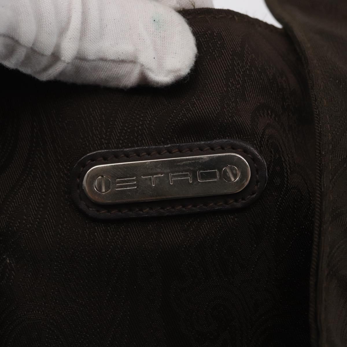 ETRO Tote Bag DenimCanvas Plan Soleil Brown Silver Auth bs32651