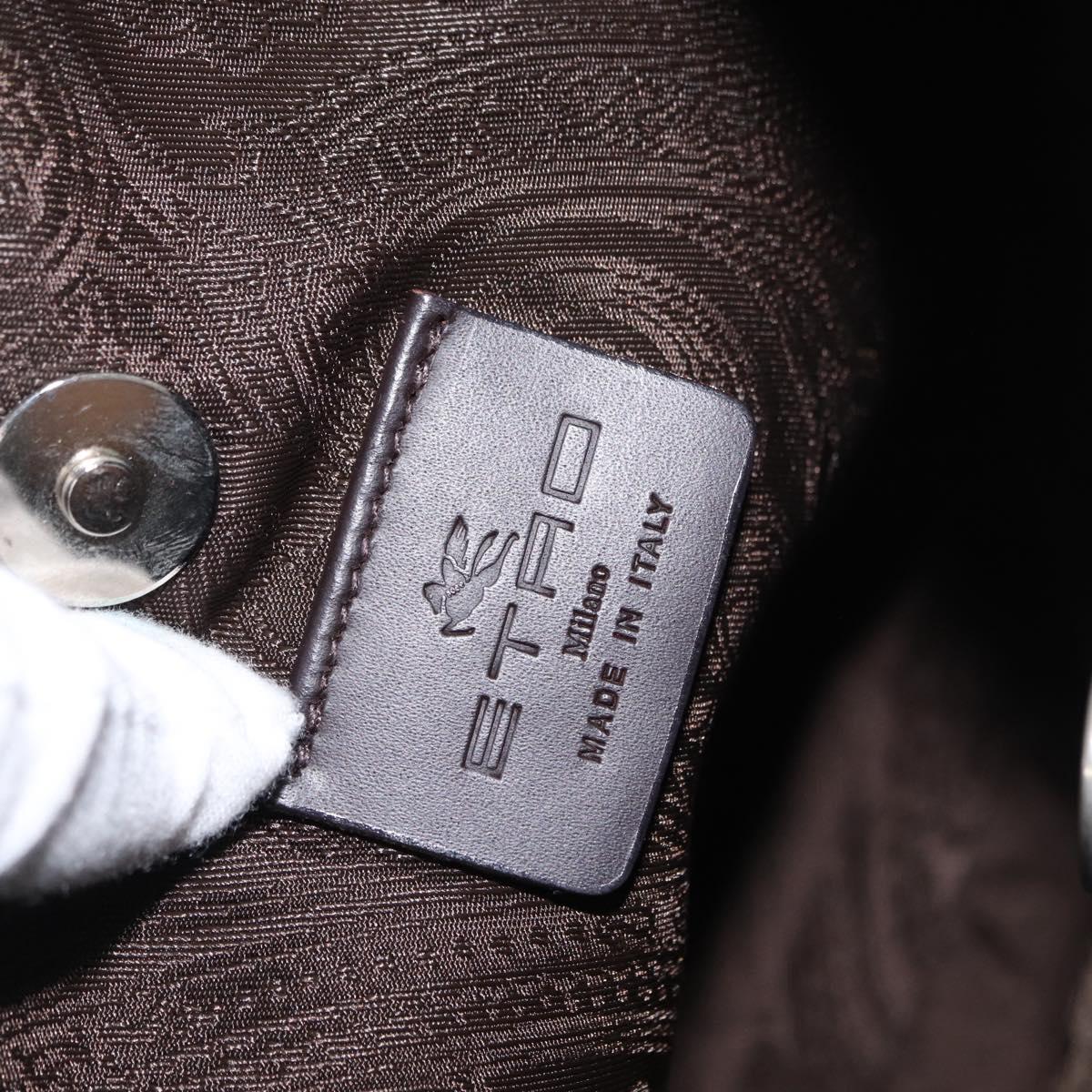 ETRO Tote Bag DenimCanvas Plan Soleil Brown Silver Auth bs32651