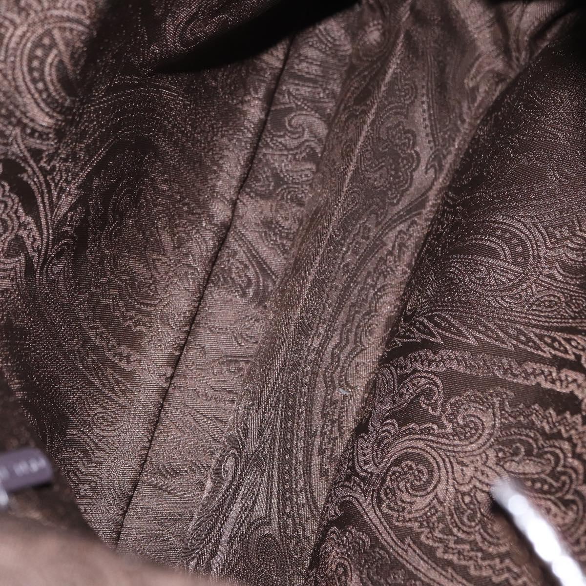 ETRO Tote Bag DenimCanvas Plan Soleil Brown Silver Auth bs32651