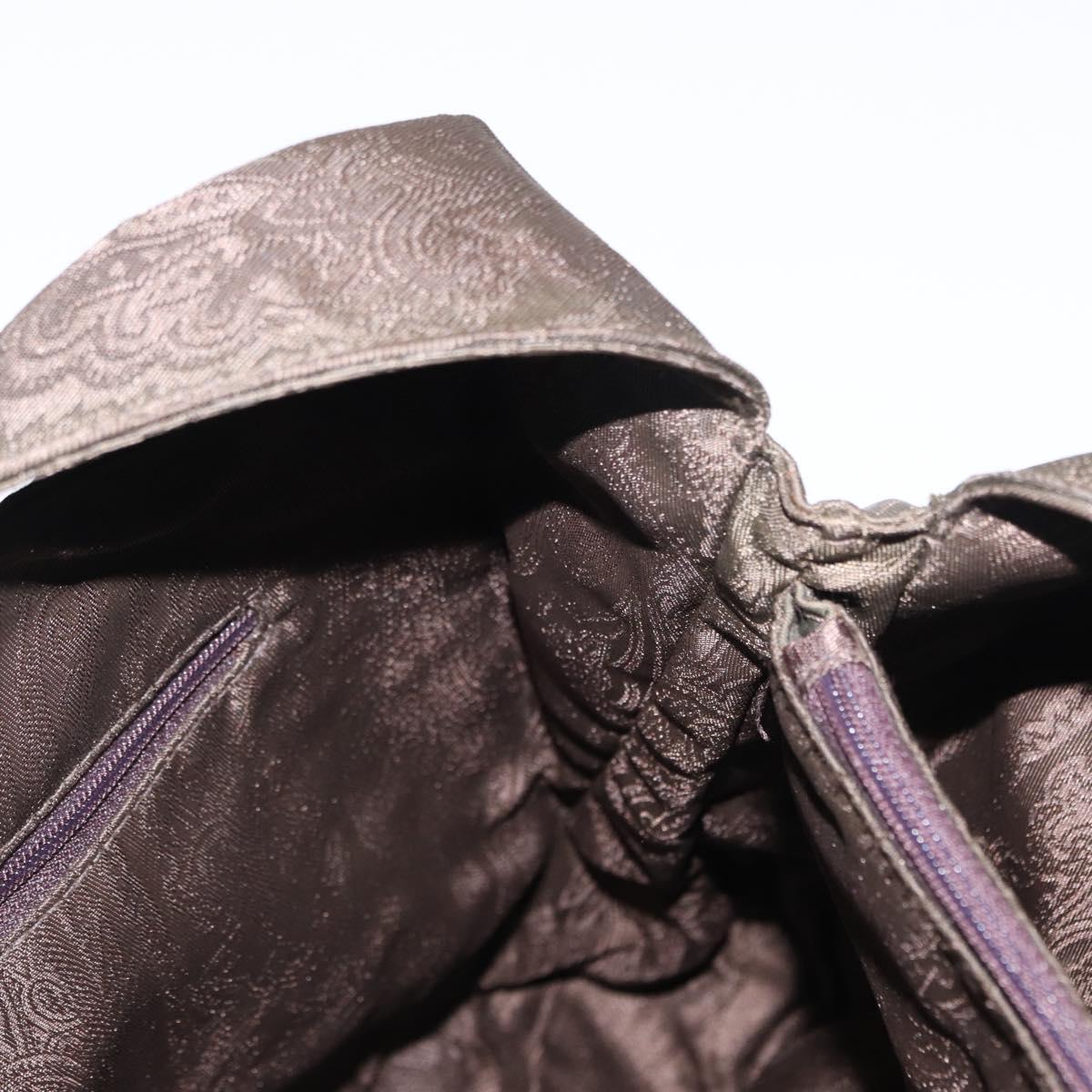 ETRO Tote Bag DenimCanvas Plan Soleil Brown Silver Auth bs32651