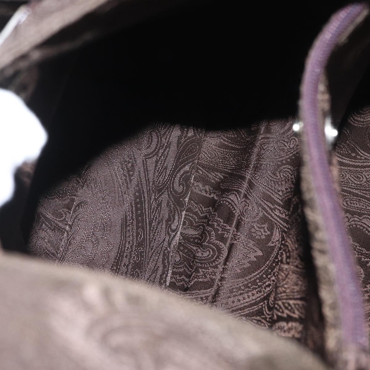 ETRO Tote Bag DenimCanvas Plan Soleil Brown Silver Auth bs32651