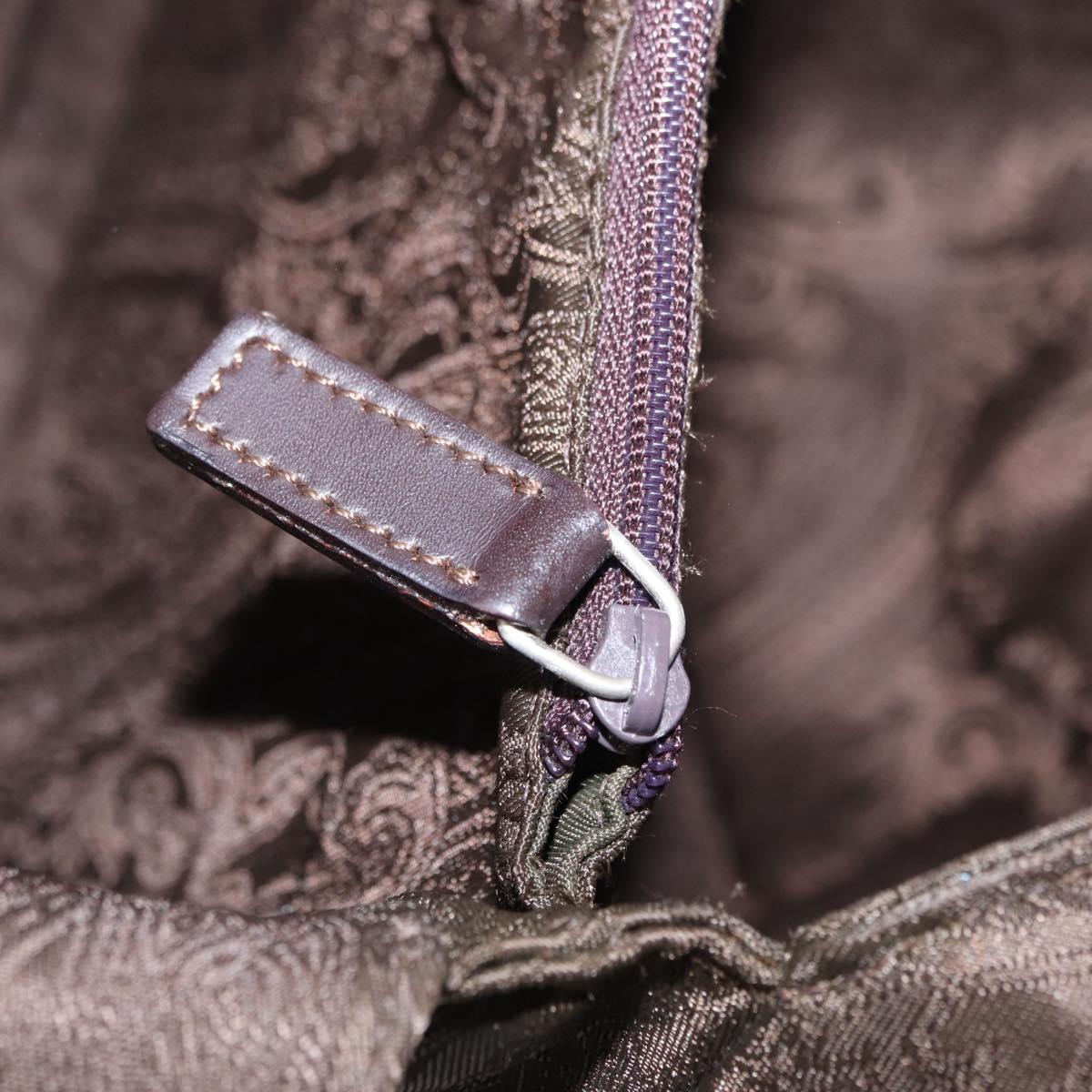 ETRO Tote Bag DenimCanvas Plan Soleil Brown Silver Auth bs32651