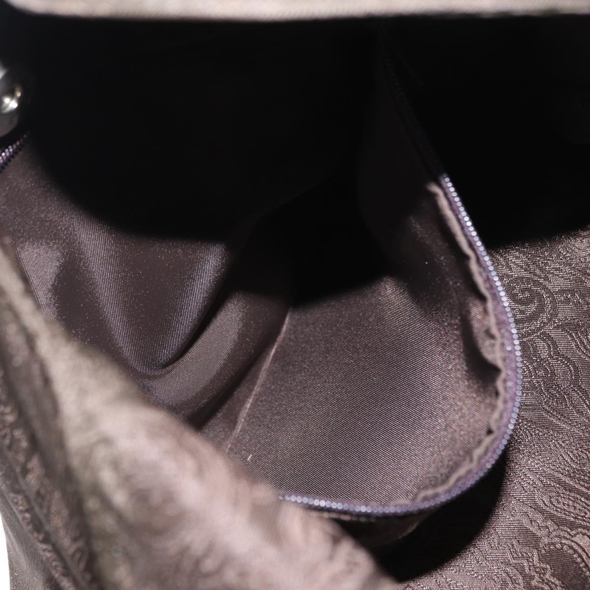 ETRO Tote Bag DenimCanvas Plan Soleil Brown Silver Auth bs32651