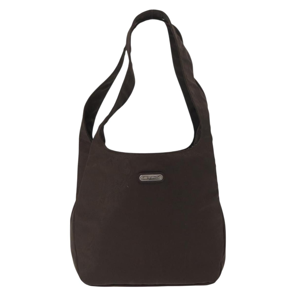 ETRO Tote Bag DenimCanvas Plan Soleil Brown Silver Auth bs32651