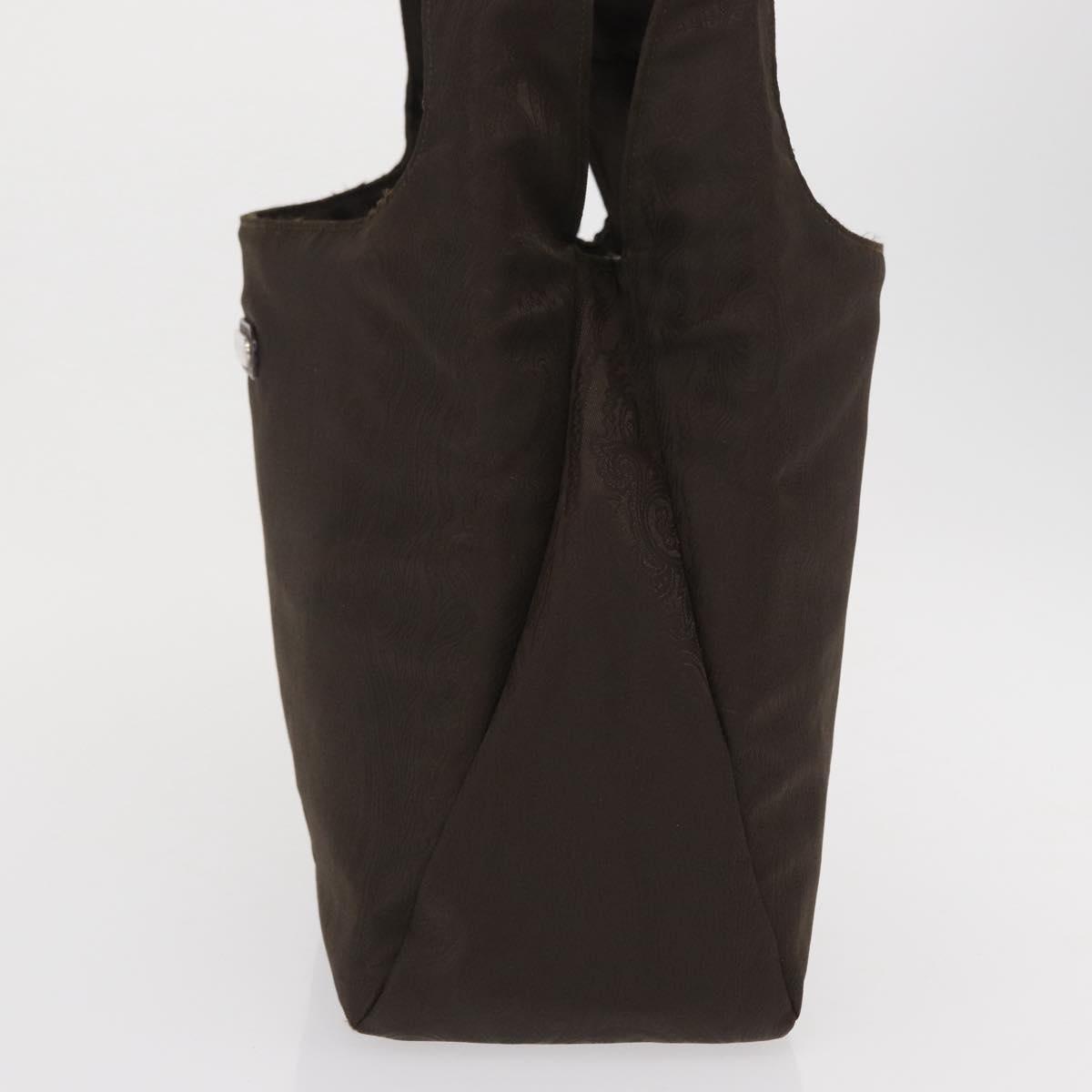 ETRO Tote Bag DenimCanvas Plan Soleil Brown Silver Auth bs32651