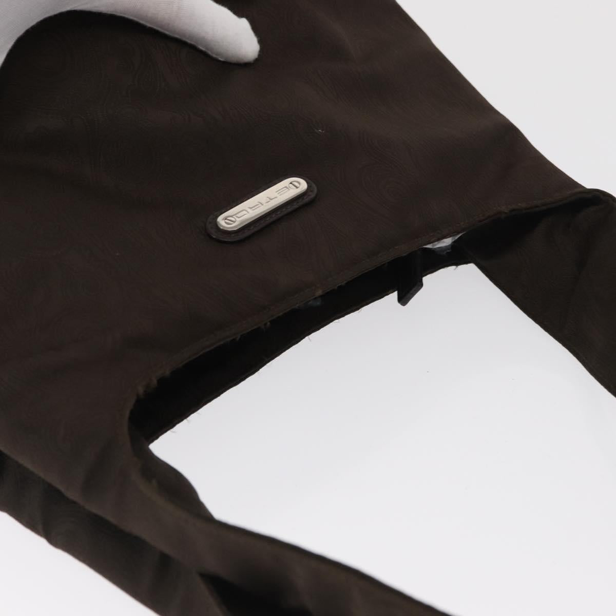 ETRO Tote Bag DenimCanvas Plan Soleil Brown Silver Auth bs32651