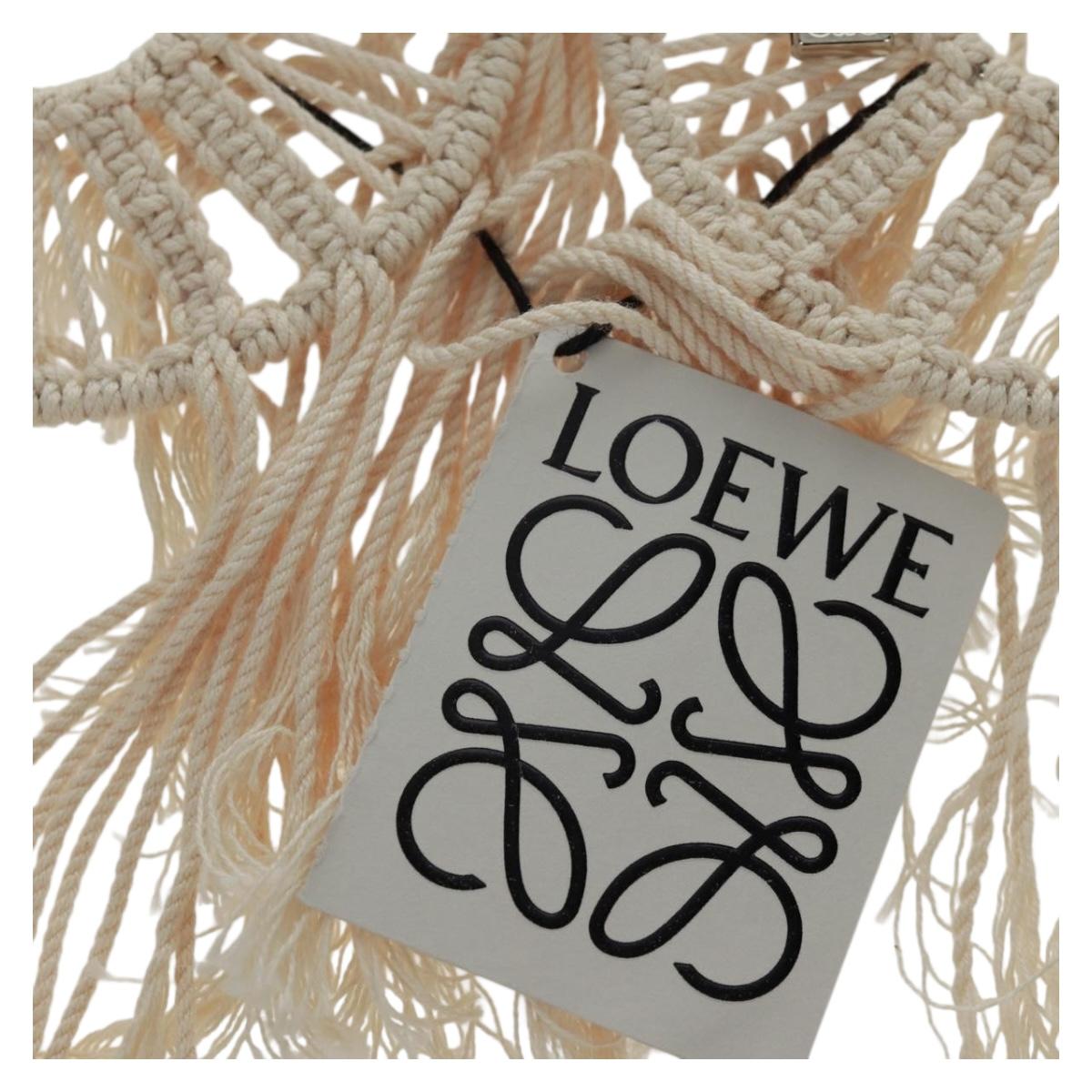 LOEWE Earring Canvas White Silver Auth bs32653V