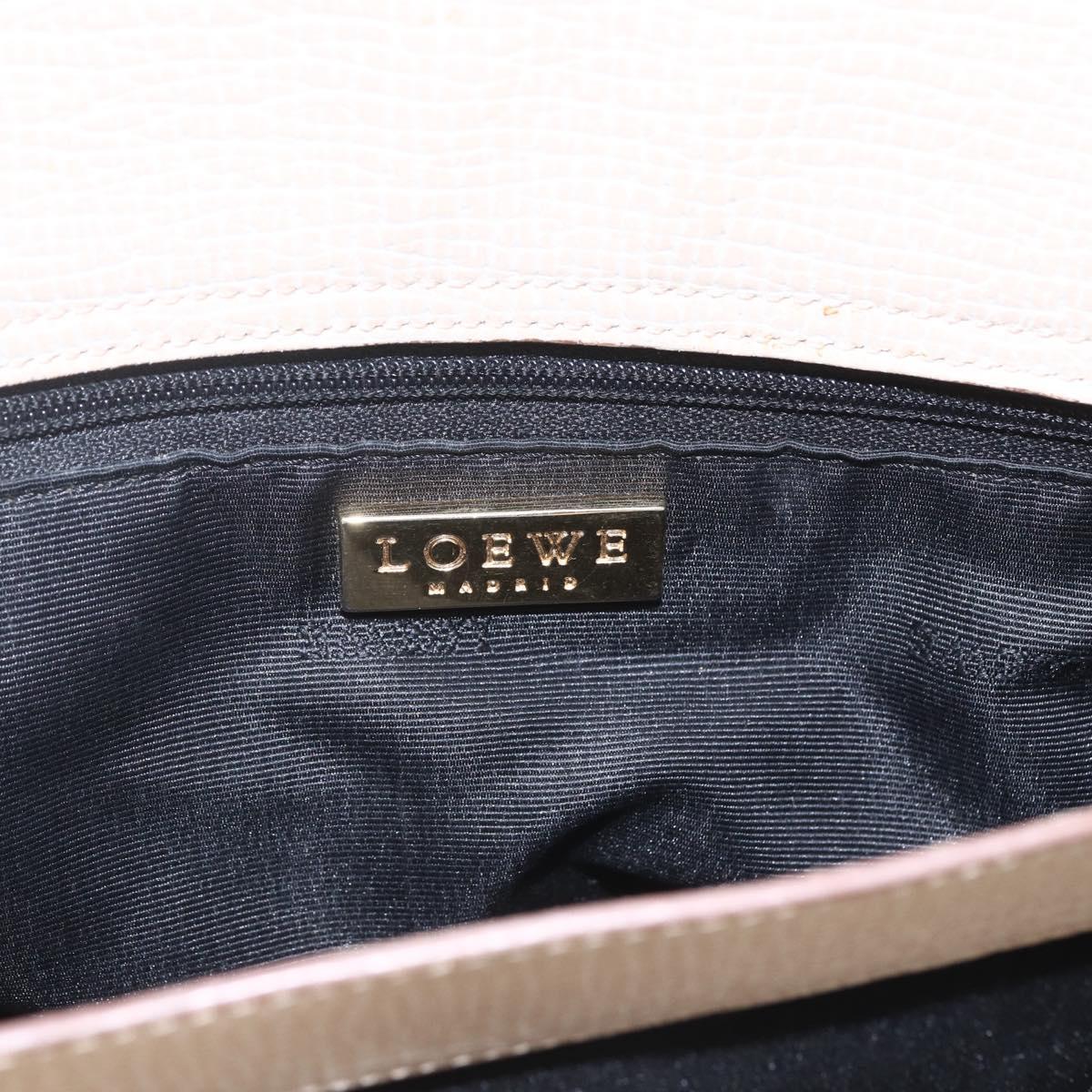 LOEWE Hand Bag Leather Beige Gold Auth bs32657