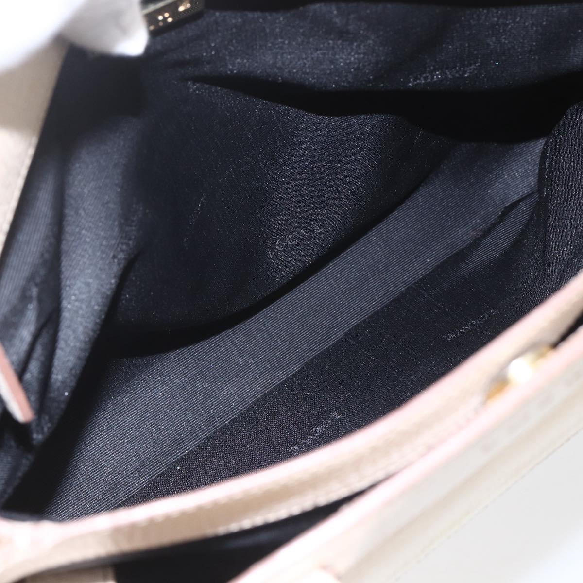 LOEWE Hand Bag Leather Beige Gold Auth bs32657