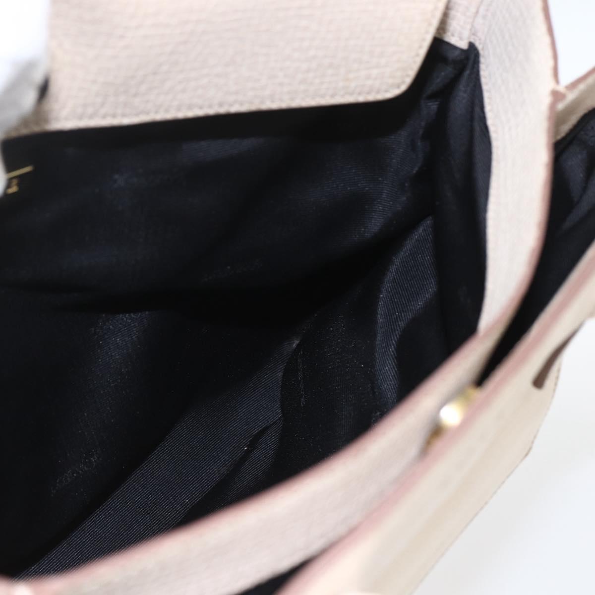 LOEWE Hand Bag Leather Beige Gold Auth bs32657