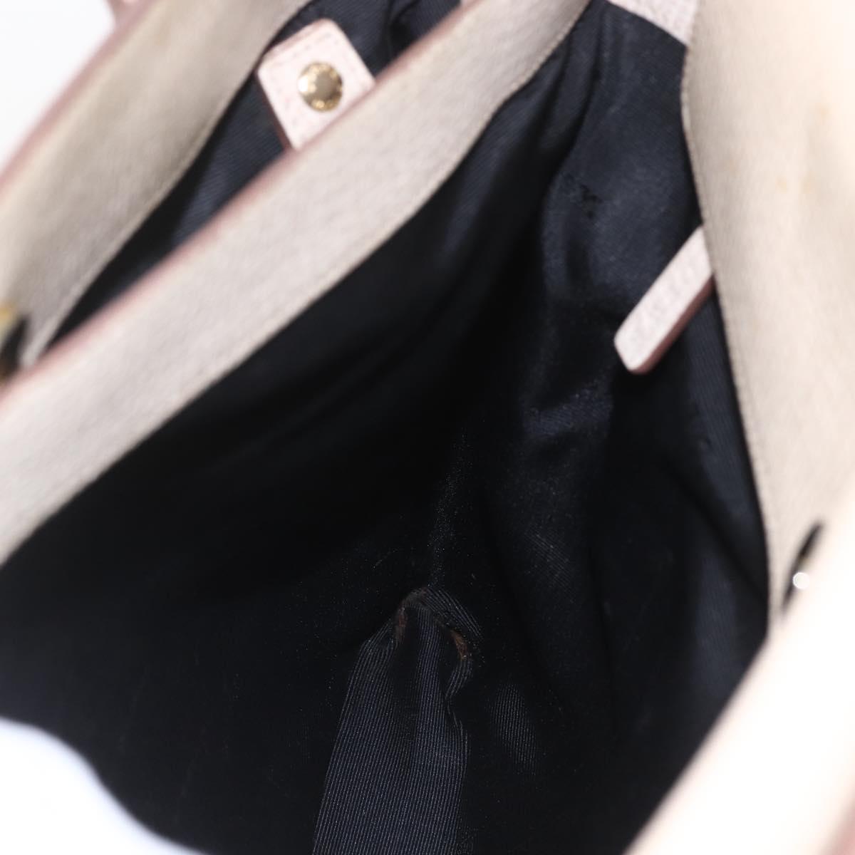 LOEWE Hand Bag Leather Beige Gold Auth bs32657