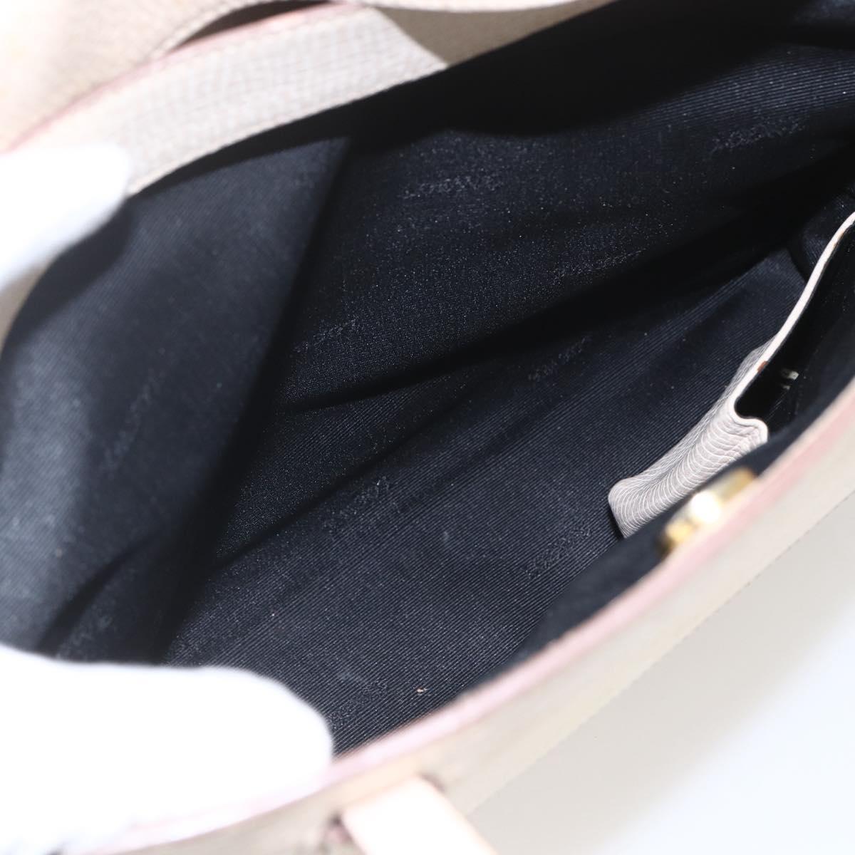 LOEWE Hand Bag Leather Beige Gold Auth bs32657